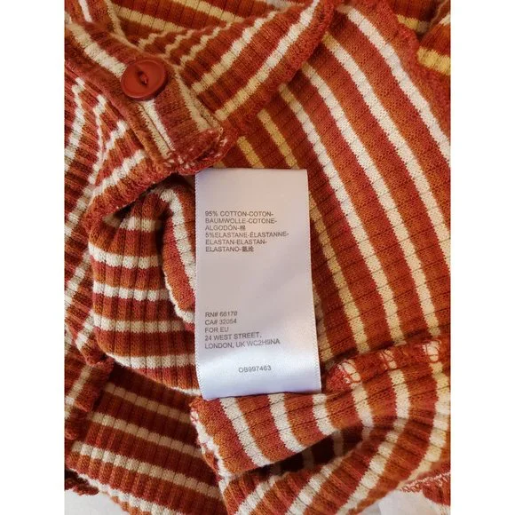 Urban Outfitters Retro Multicolor Striped Button Front Crop Top, Size Small - Picture 6 of 6